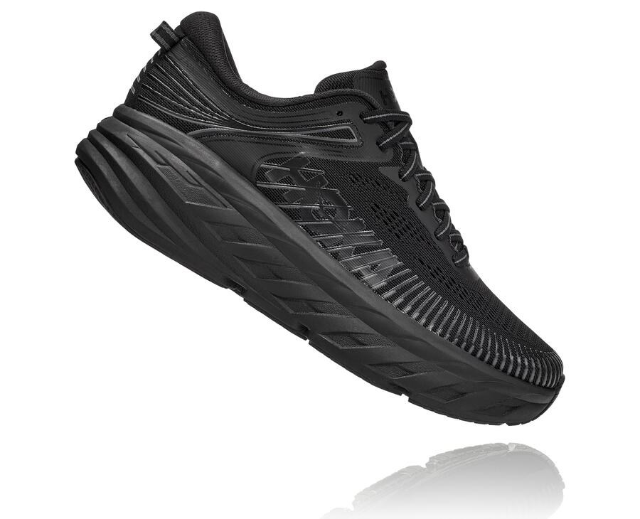 Hoka One One Womens Running Shoes - Bondi 7 - Black - CRIB68903